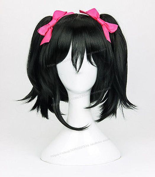 

lovelive nico yazawa wig love live cosplay wigs + 2 bow hairpins, Black;brown