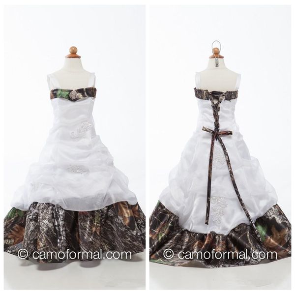 

spaghetti organza lace appliques camo sweep train flower girls dresses beading girls pageant party gowns custom formal kids wear cheap, White;blue