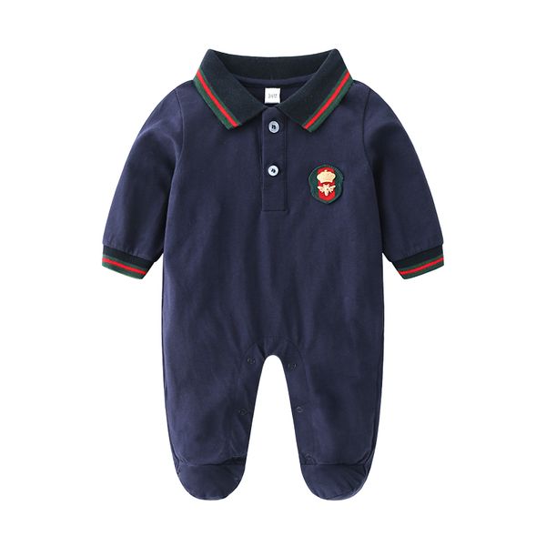 

retail romper autumn long sleeve baby boy girl romper infant warm jumpsuit kids cotton baby clothes, Blue