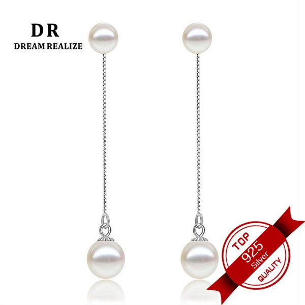 

exquisite natural pearl long stud earrings for women 925 sterling silver women's earrings s925 fashion jewelry freshwater pearl, Golden;silver