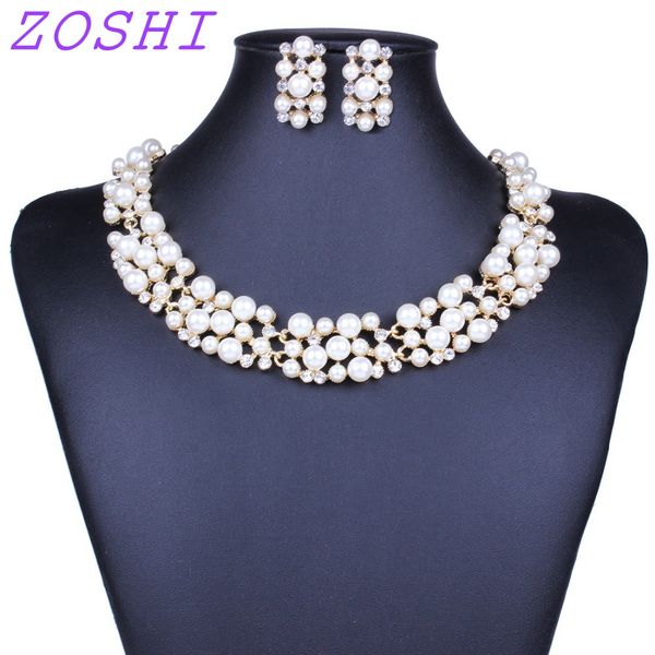 

zoshi worldwide imitation white/colorful simulated pearl gold color elegant bridal jewelry sets kit gift new selling, Silver