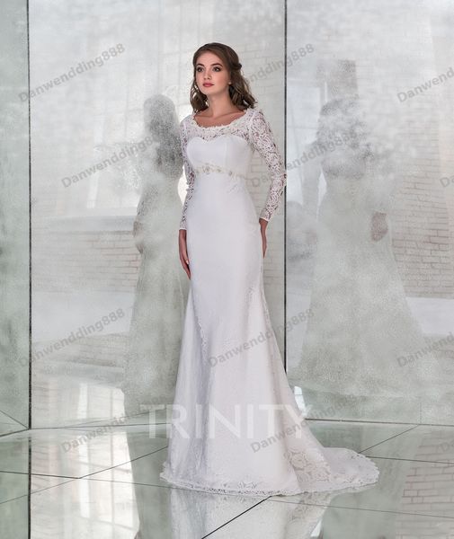 

beauty white lace scoop sleeves applique mermaid wedding dresses bridal pageant dresses wedding attire dresses custom size 2-16 zw713265