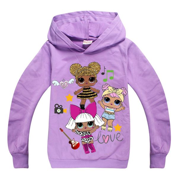 

cute girl hoodie sweatshirt cartoon anime pattern cotton hooded sweatshirt for 4-12years girls kids children soft outerwear clothing, Black