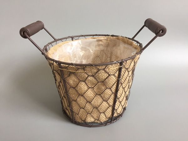 

d16.5xh12.5cm succulents planter boxes flower boxes brown metal and fabric flowerpot garden pots planters sf-152