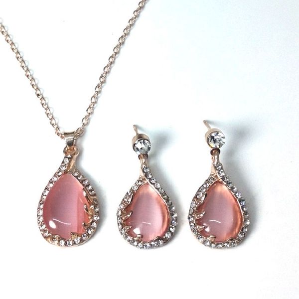 

день рождения подарок кристалл украшение ожерелье серьги из двух частей ювелирные наборы шарм женщины модные аксессуары, Black