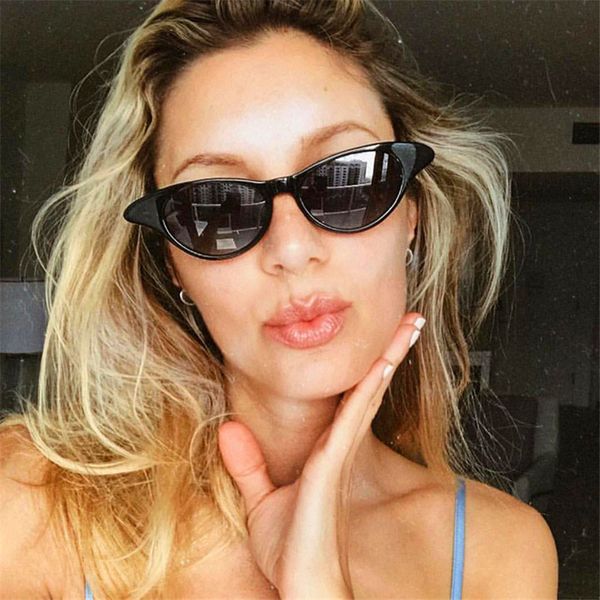 

curtain 2018 cat eye sunglasses women retro cateye sun glasses lens female vintage glasses frame brand designer oculos feminino, White;black