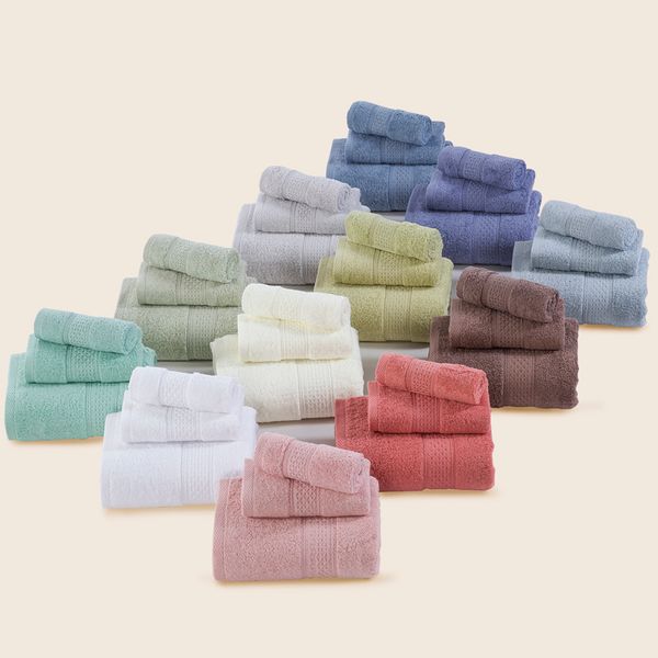 

3-pieces cotton towel set hand towel face bathroom bath for adults absorbent drying home textile