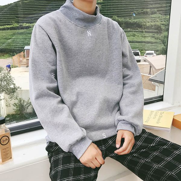 

spring new men knitted hoodies sweatshirts loose casual knitwear o neck pullover sportswear tracksuit 63% polyester 37% cotton, Black