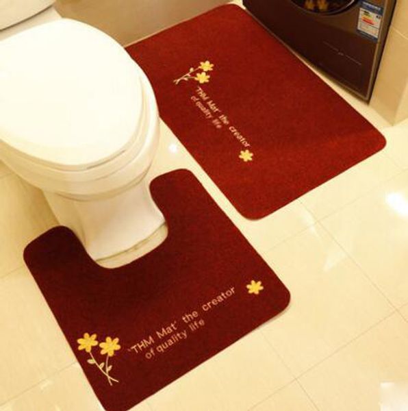

2pcs/set new bathroom floor mats cartoon toilet rugs free shipping