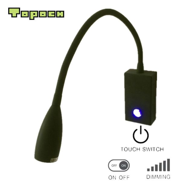 Топоч LED Black Light Touch On / Off / Dimmer Switch Лампы алюминиевый шланг коническая головка фокусировки объектива 3W чип для спальни