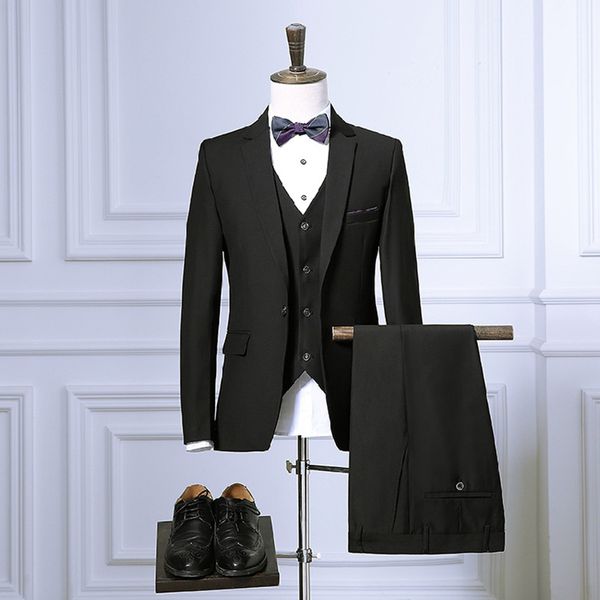 

handsome 2018 men suits black wedding suits business custom made groom tuxedo formal blazer slim fit 3piece party prom bridegroom man, Black;gray
