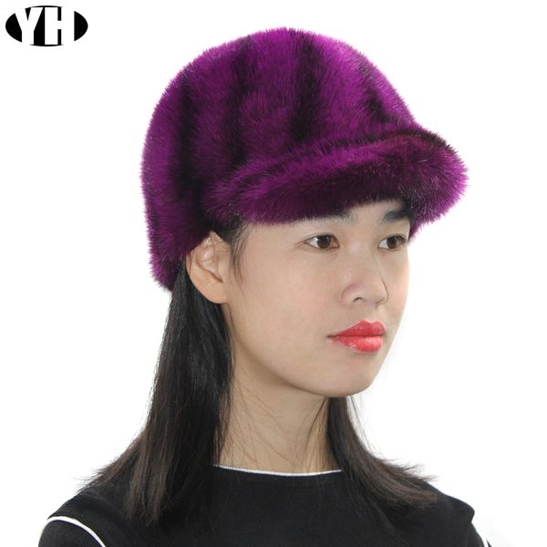 

2018 elegant women fashion real natural hat adjustable brand genuine baseball cao fur headgear, Blue;gray