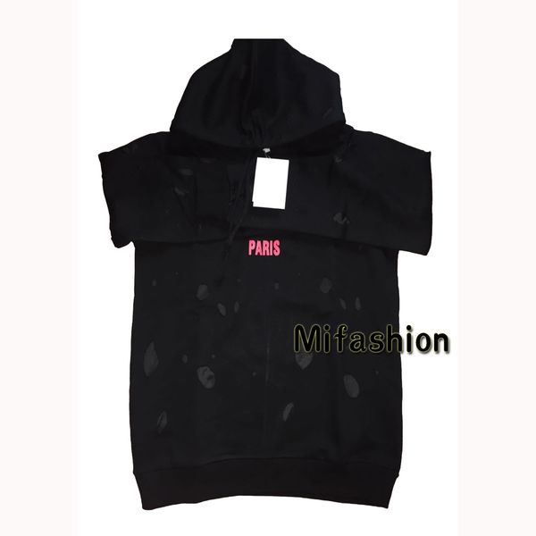 

winter europe paris american stars fashion men hooded broken hole sweatshirt women hoodies, Black