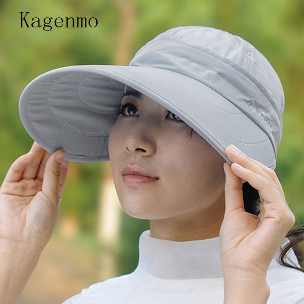 

kagenmo sun-shading hat women's summer anti-uv large folding sunscreen hat women sunhat, Blue;gray