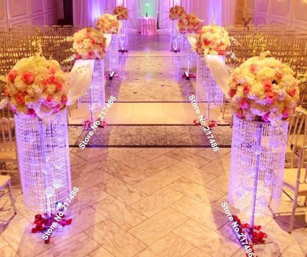 Iridescent Sq Plexi Wedding Aisle Decoration Crystal Pillars Pedestals Columns For Floor Stand 60th Birthday Party Decorations 70th Birthday Party