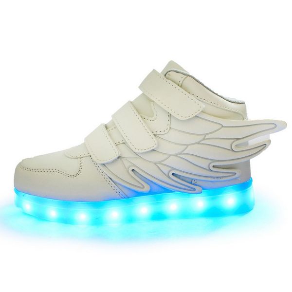 

children led shoes for kids casual multi 6 color wings shoes colorful glowing baby boys and girls sneakers usb charging light up shoes, Black;red