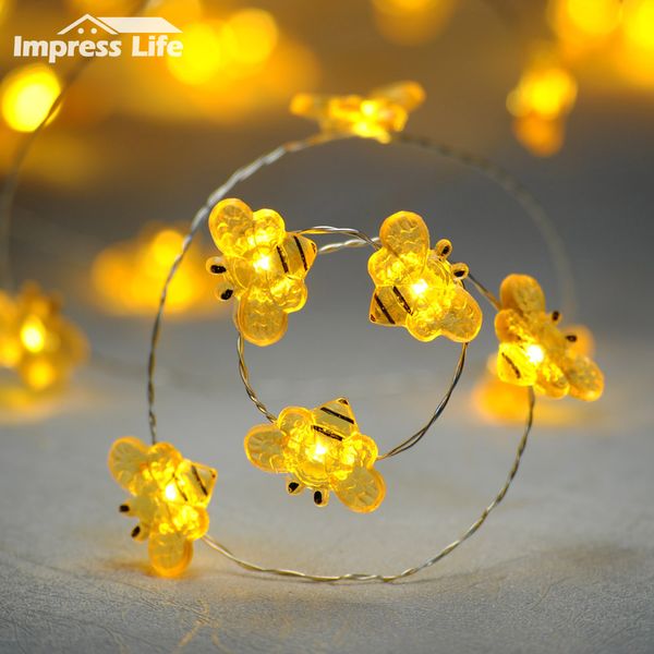 

honey bee led fairy string lights 10 ft copper wire dimmer remote spring summer garland lighting home indoor party decorations