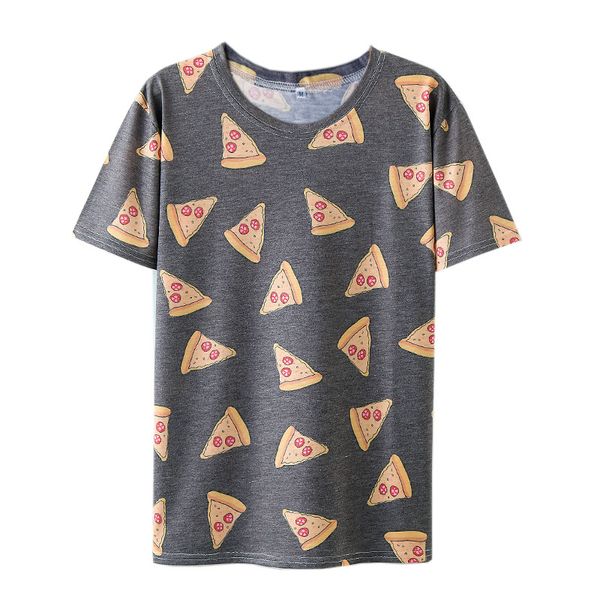 

new summer style women t-shirt pizza printed tumblr cute female tee o-neck short sleeve t shirts, White