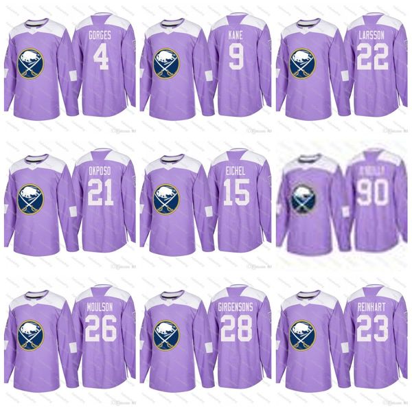 

Buffalo Sabres Hockey Fights Cancer Practice Jack Eichel Ryan O'Reilly Kyle Okposo Matt Moulson Evander Kane Sam Reinhart Beaulieu Jerseys