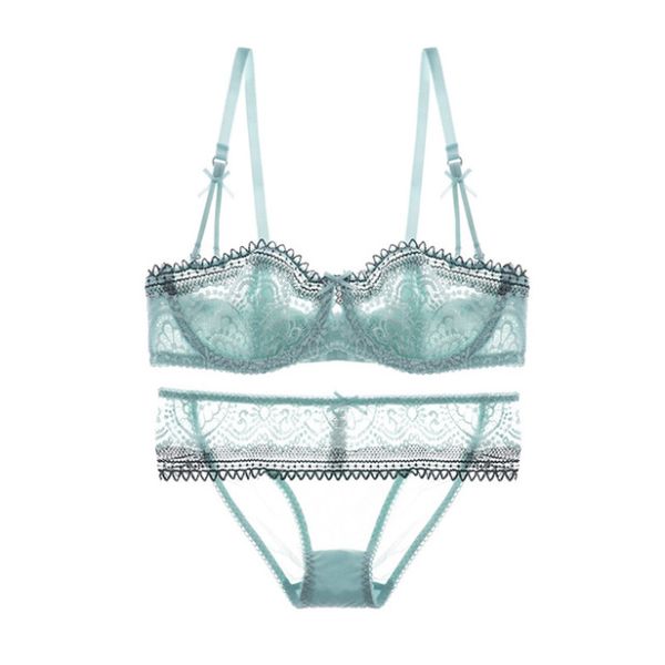 

fashion stylish fancy bra and panty set half cup bra beautiful 1/2 half foam underwear molded bra cup, Red;black