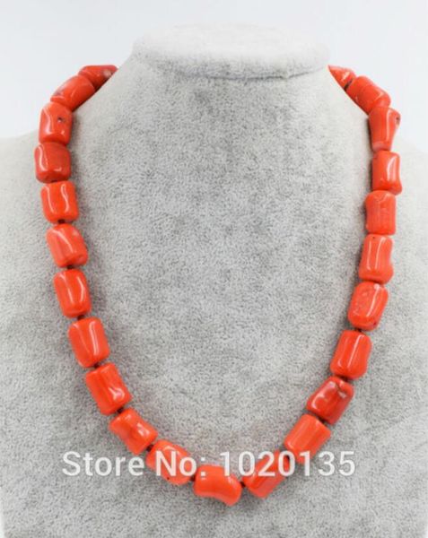 

orange pink coral pillar baroque 16-18mm necklace 19inch nature beads wholesale discounts 8-10mm, Silver