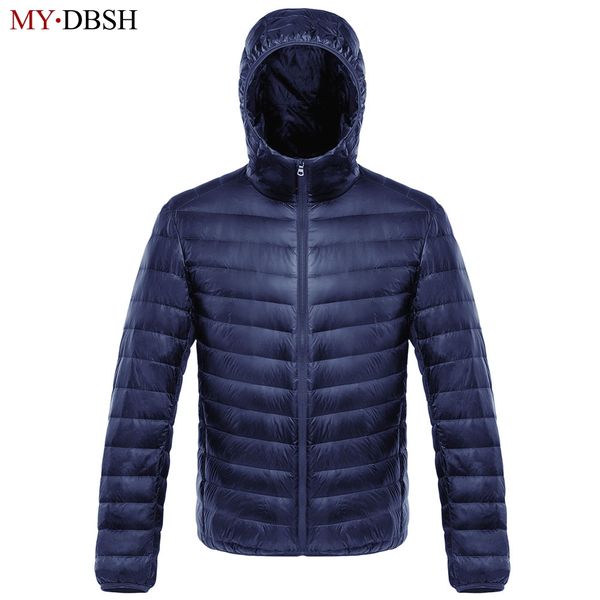 

2017 winter mens hooded coats fashion zipper slim thermal outwear men casual ultralight parkas 95% duck down jacket, Black