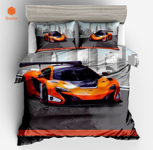 

3pcs printed car sports car bedding set soft twin full king  duvet cover with pillowcases quilt cover home textile sj208