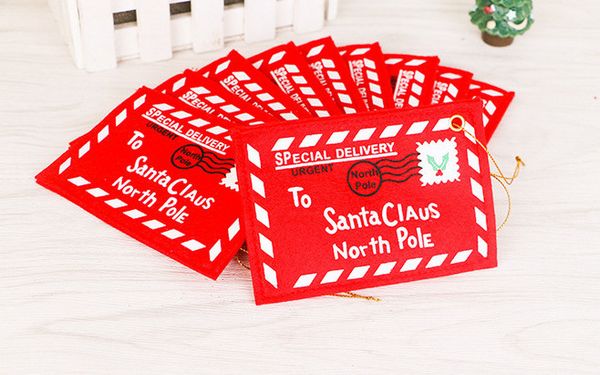 

300pcs christmas envelope greeting cards candy bag christmas tree ornaments products red non-woven decoration for home gift bag