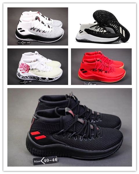 

2018 Dame Men 4 Basketball Shoes White Red Grey D Lillard 4 Rip City Legacy Non Dyed Youth Signature Sneakers 7-12
