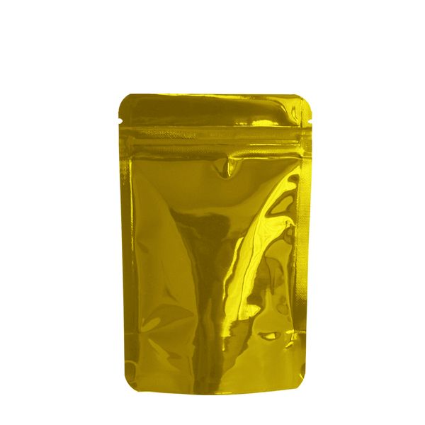 

100pcs lot heat sealable zipper mylar bag 8.5x13cm stand up golden glossy aluminum foil packing bag food bean coffee package bag retail