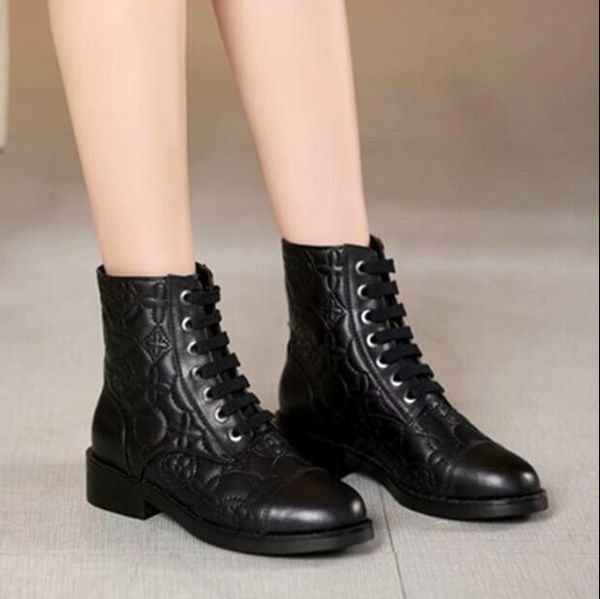 

plus size fashion women boots round toe leather warm lace-up black ankle women boots shoes sapato feminino