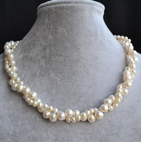 

new arriver genuine pearl jewellery,18inches real pearl necklace,5-9mm 2strands natural freshwater pearls jewelry, Black