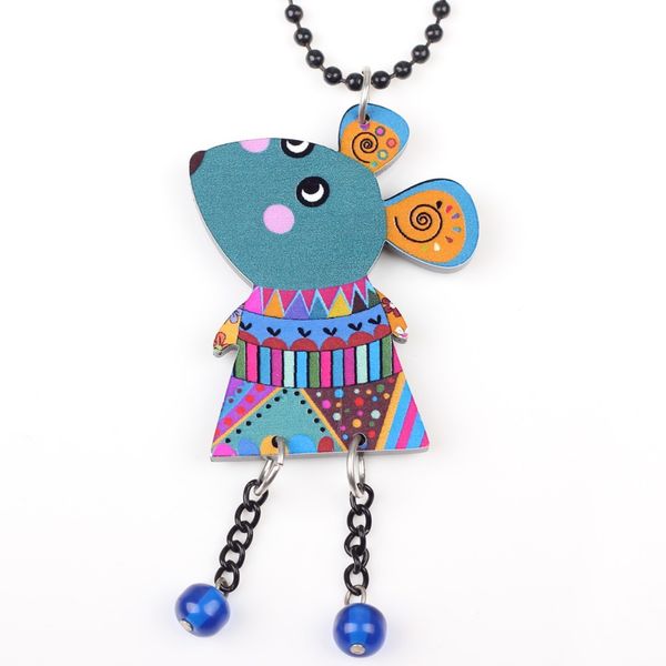 

newei mouse necklace pendant acrylic pattren news accessories spring summer animal design girls woman fashion jewelry, Silver
