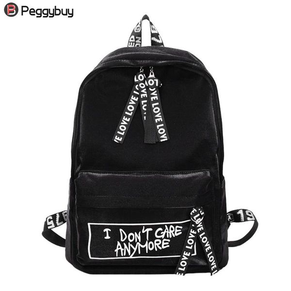 

new reflective nylon women backpacks college student girls letters printing shoulder school backpack travel rucksacks feminina