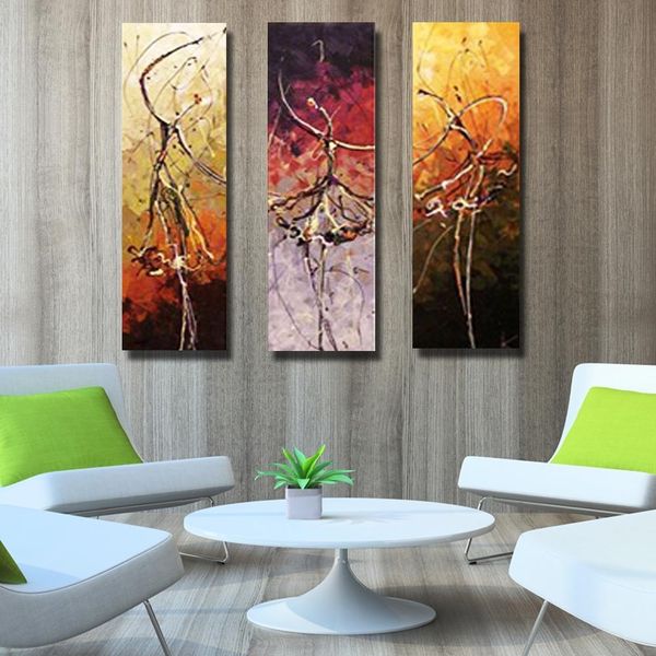 

handmade oil paintings in canvas dance painting 100% hand painted 3 wall art drawing of the living room