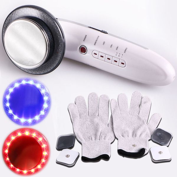 Портативный ультразвуковой ультразвуковой Microcurrent Micro Текущий Light Face Body Massager подтяжки кожи перчатки массаж машина