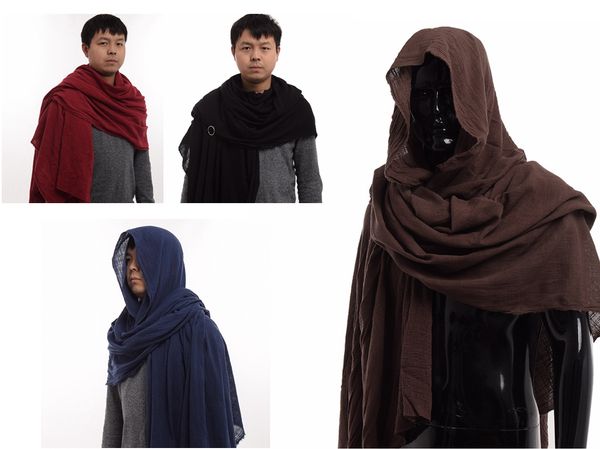 

vintage medieval scarf post apocalyptic shaman elven ranger shawl men cotton brown wrap cloak fast shipment new, Silver