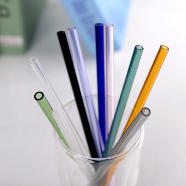 

factory direct sale colored borosilicate cocktail glass straws 7 inch 8mm strait drinking straw for party