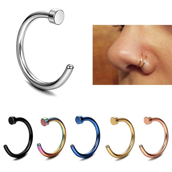 

1pc surgical steel simple nose rings and studs piercing nariz for women girls body jewelry 8mm, Slivery;golden