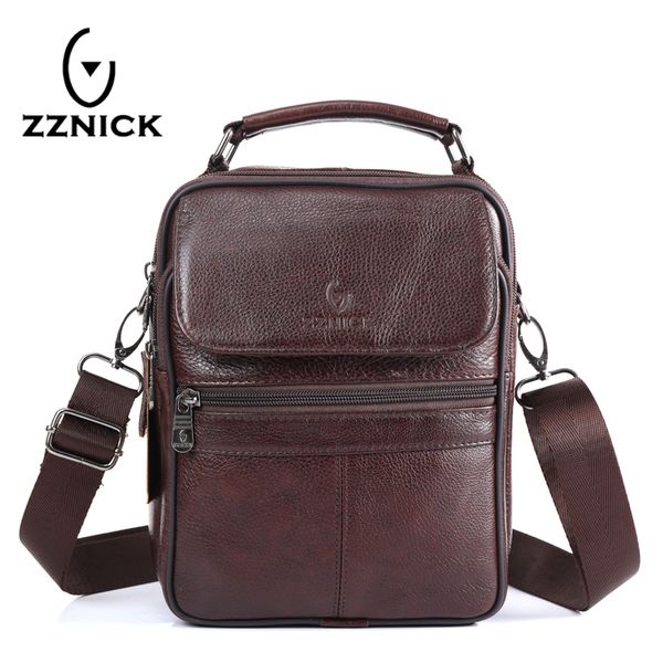 

zznick 2017 new arrival genuine leather bags for men shoulder bag men's bag messenger portfolio flap pocket 8206