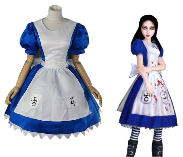 

new alice madness returns alice unfrom cosplay party costume dress ing, Black;red