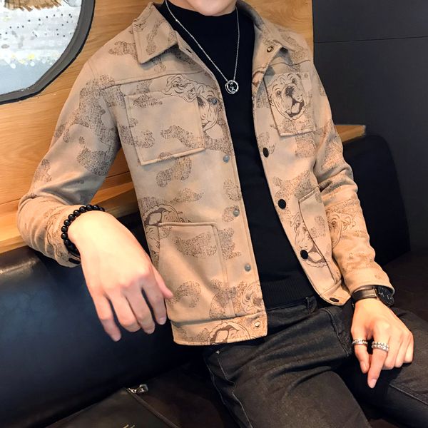 

n men's jacket for autumn and winter. fashion trend casual shorts deerskin velvet jacket, Black;brown