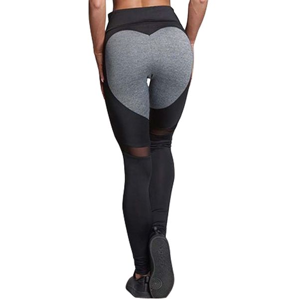 

hayoha fashion heart paern mesh splice leggings athleisure fitness clothing elastic leggings women pants, Black