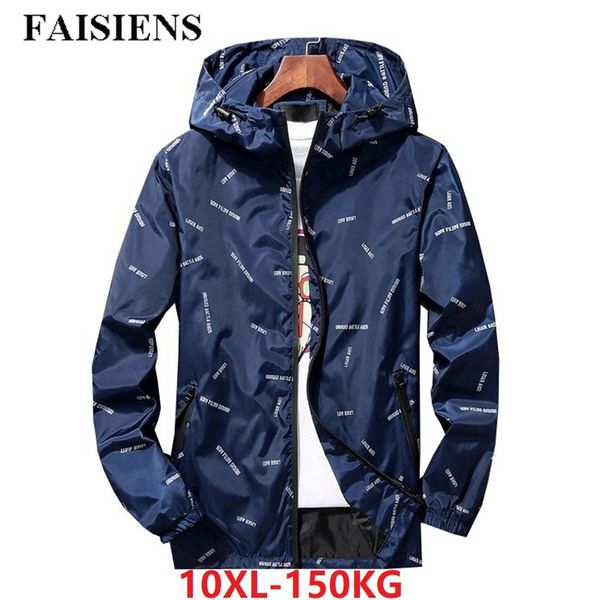 

faisiens autumn men jackets long sleeve hipster letter large size big 7xl 8xl 9xl 10xl men red casual windbreaker hooded jackets, Black;brown