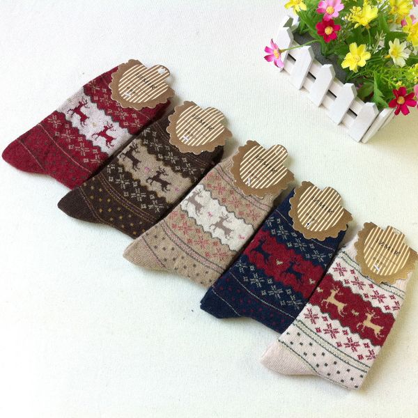 

экологию 5 цвет рождество олень лось дизайн повседневная теплая зима knit шерсти женские носки рождественские украшения supplies подарок