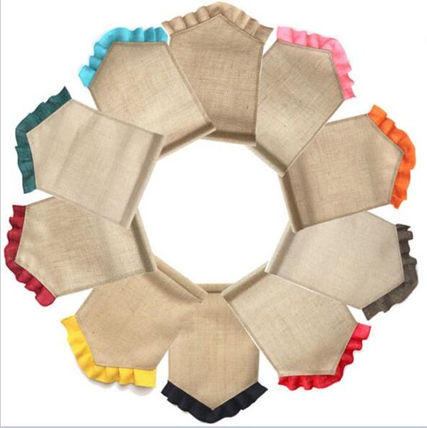 

50pcs Blank Burlap Flag DIY Jute Ruffles Garden Flags Портативный пустой баннер Пасхальный декор сада C189
