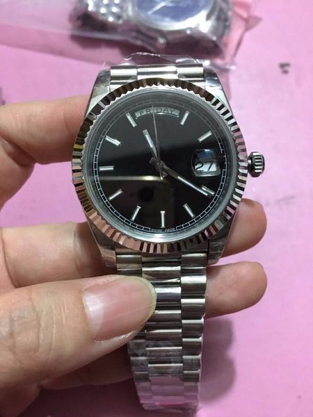 

watches men luxury automatic wristwatch date 41mm size sapphire glass watch silver case stainless steel bracelet quality watches, Slivery;brown