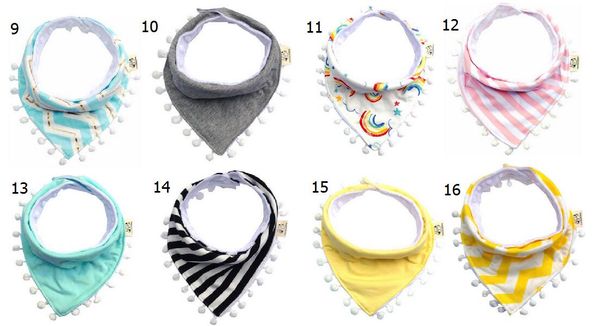 

50pcs xmas baby soft tassel triangle bib burp cloths soft cotton minky dots water absorption bandana bibs saliva bavoir towel pinafore ye012