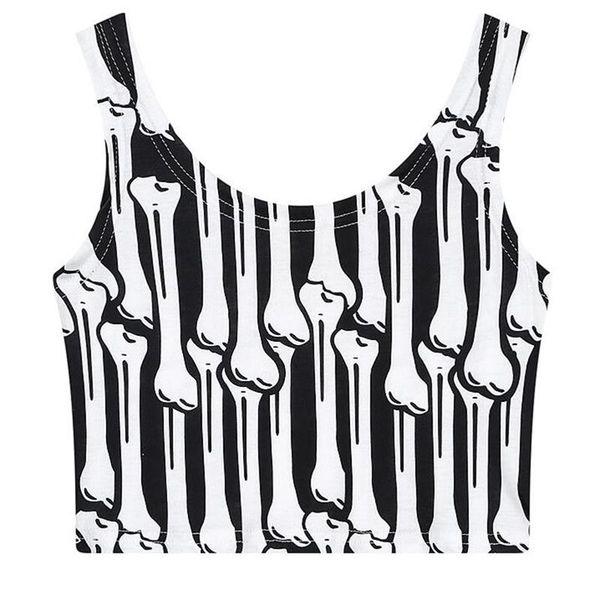 

beauyifu 2018 summer women fashion bone fitness vest tshirt sleeveless lady o-neck casual tees clothing crop top, White