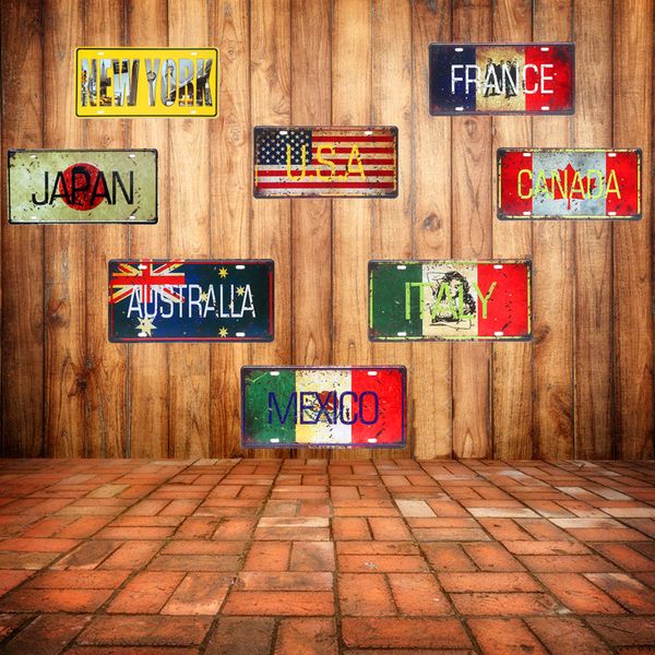 

mexico italy france car metal plate vintage home decorative country tin sign bar cafe art wall decor painting usa plaque 30x15cm